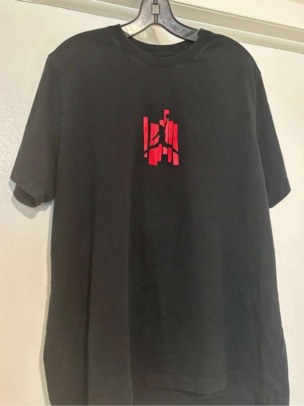 Jordan Black Short-Sleeve Tee with Red Jumpman Graphic